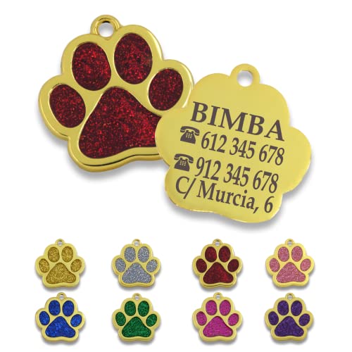 ibera gifts - Hundemarke mit Gravur - Personalisierte Hundemarke in Pfotenform für kleine und mittelgroße Haustiere - Hochwertiges legiertes Metall - Hundemarke personalisiert