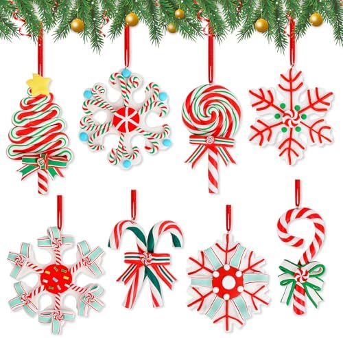 Enfeites de pirulito de Natal grandes de hortelã-pimenta, flocos ...