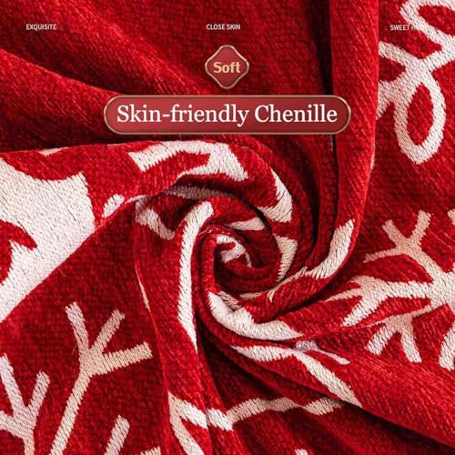 Serviette de canapé anti griffes chat chien en chenille rouge
