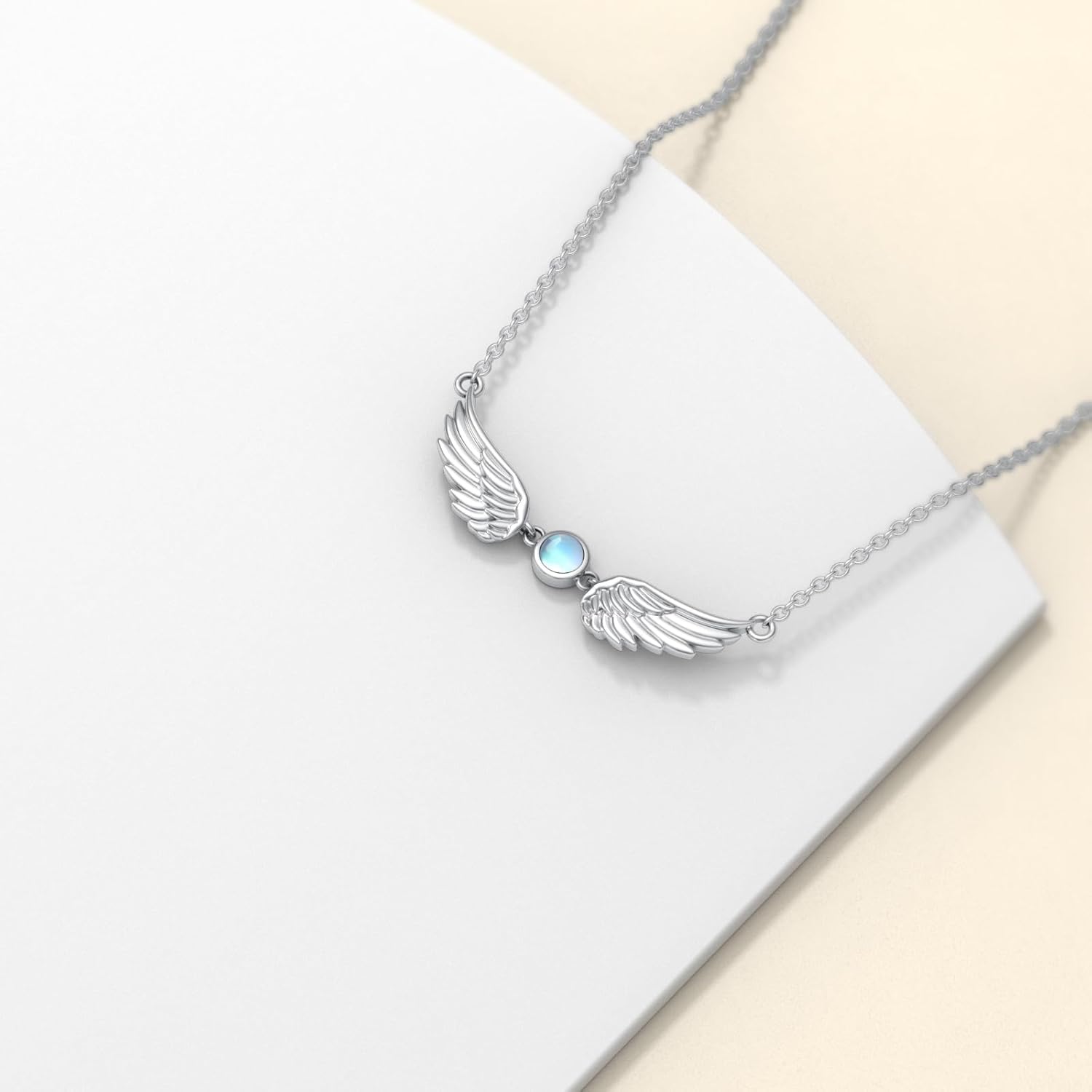 Angel Wing Necklace for Women 925 Sterling Silver Moonstone Angel Wings Pendant Ladies Jewelry Gifts - Image 4