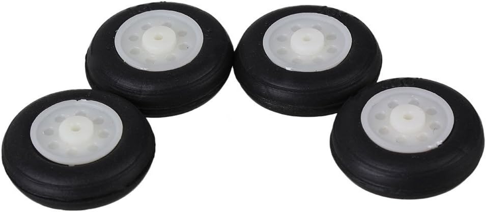 1" RC Airplane Black PU Wheel with Beige Plastic Hub Super Light Aircraft Assembly Parts Pack of 4