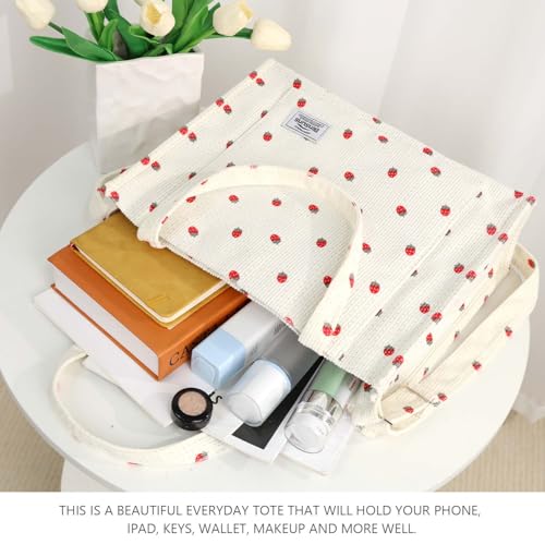 Image of Corduroy Tote Bag for Women Small Satchel Bag Mini Tote Bag Aesthetic Crossbody Handbag - School Work Travel Shopping