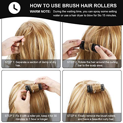 20 Pieces Hair Styling Brush Roller Hair Curler Roller Hair Mesh Roller And 20 Pieces Plastic Roller Picks For Women Girls Hair Styling (2.5 X 1.4 Inch,Black) #TOP2