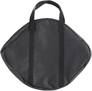 Grill Pan Storage Bag Grilling Pan Zippered Pouch Bag Cast Iron Grill Pan Skillet Tray Organizers with Handles for Outdoor Camping Picnic Cookware Storage Bag, Black, 48 x 40 cm