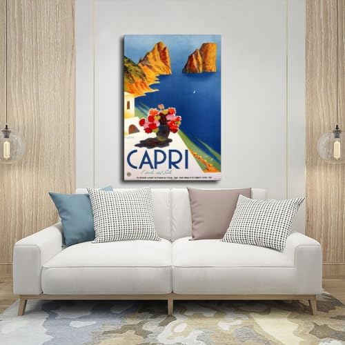 Impression sur toile Capri Mario, déco murale vintage marionnette italienne et cadre à suspendre