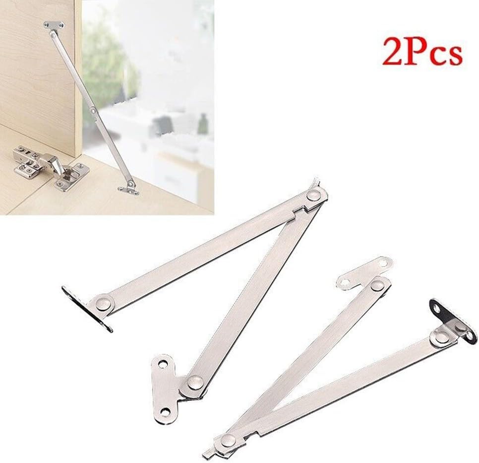 Stainless Steel Cabinet Door Support, Lift Up Flap Stay Hinge with Folding Pull Rod Mechanism for Kitchen Cupboard, Overhead Cabinet Strut, For Tatami Bed Lid(2 Pair)