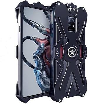 Duanmuci Luxury Aluminum Metal Shockproof Cover Compatible with ZTE nubia Red Magic 7 /Red Magic 7 Pro Color Black Red, Size For RedMagic 7 Pro