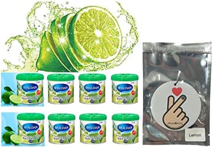 My Shaldan Air Freshener V8 - Lime x8 cans Real Fruit Aroma by ST. Corporation, Japan, Original Classic Formula, and YirehStore Finger Heart Lemon Scent