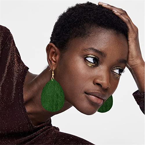 Wooden Hoop Earrings for Women Retro Black African Bohemian Wood Teardrop Geometric Lightweight Dangle Drop Earrings4
