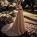 ZHEXUDAI Off-Shoulder Wedding Dress French Lace Long Sleeves - Floor-Length Bridal Gown with Scalloped Train & Fitted Bodice Ivory L