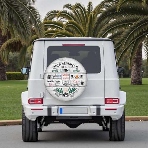 Image of Camping Spare Tire Cover Be Crateful for Each Day Wheel Cover 14 Inch | Black Green,Polyester,Protectors Tire Cover,Waterproof,Dust-Proof,Universal,Fit for RV Jeep SUV Motor Travel Camper Tires