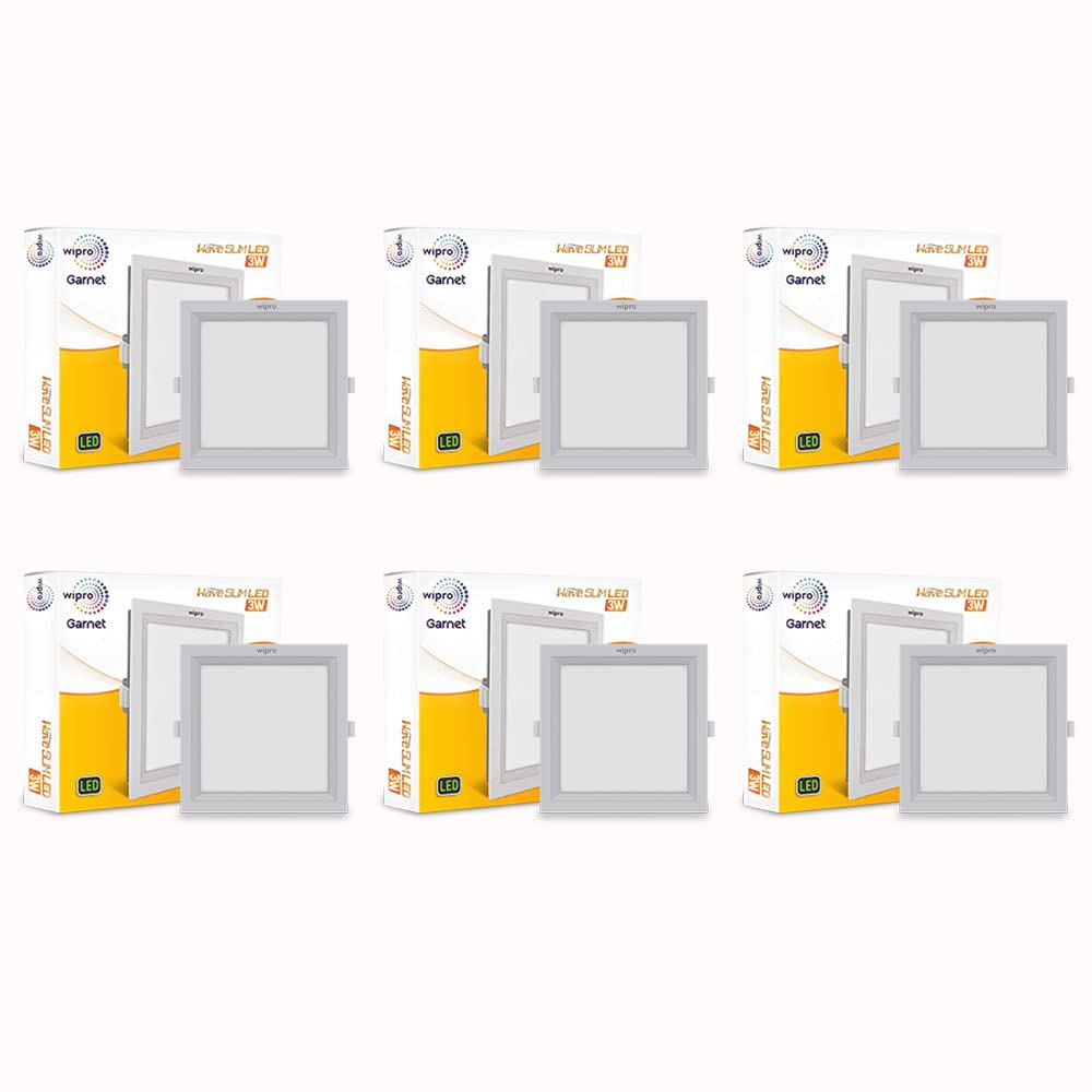 wipro Garnet 3W Square Led Wave Panel Light for Ceiling|Warm White Light (3000K)|Ultra-Slim Design|Recessed Down Light for False Ceiling|Pop Ceiling Light|Cutout-75X75Mm|Pack of 6-image-44