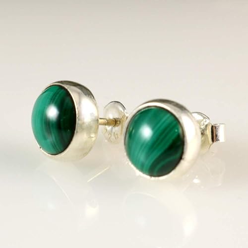 Vista 45 de Sterling Silver Black Onyx Handmade Round Stud Earrings for Women & Men - 9mm Black Onyx Cabochon