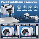 PS 5 Controller Charger Station Compatible with PlayStation 5 Faceplates Edge & Dual Controller, 9 Lightings PS 5 Accessories Charging Station, PS 5 Dock Stand with LED Indicator & On-Off Switch - Image 3