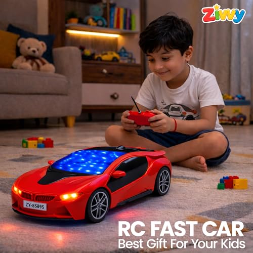 Image of Remote Control Car Toy, RC Racing Vehicle for Children, High Speed, 3D LED Light Car, Kids Battery Car, RC for Boys & Girls Age 3+, Toys for Kids, Birthday Gift for Boys and Girls, Random Color