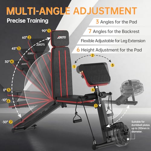 JOROTO Banco Musculación Ajustable, Banco de Musculación Plegable, 350KG de Carga, Banco de Musculación para Gimnasio en Casa, Entrenamiento de Cuerpo Entero con Silla Romana - imagen 2