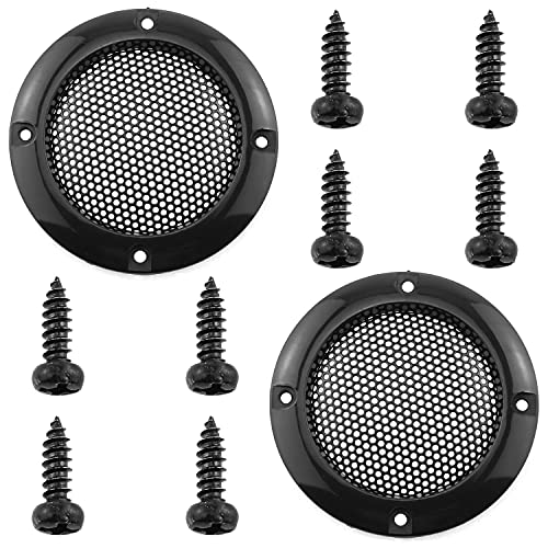 DGZZI 2inch Speaker Cover 2PCS Black Metal Mesh Grille Woofer Decorative Circle Protections Tweeter Speaker Grill Guard Protector Car Speaker Covers with Screws 2Inch