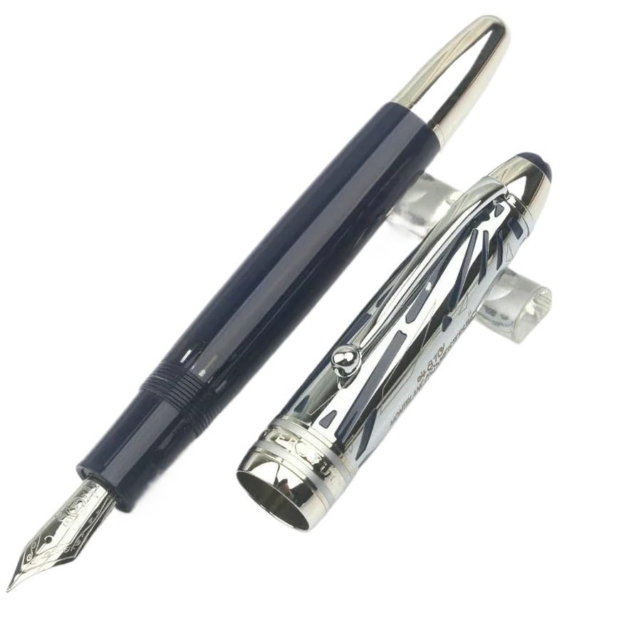 Kolbenroller-Füllfederhalter, schwarz, limitierte Auflage, blau-grün, Kunstharz, Metallkappe, Büroschreibstift (Rot, Stift- und Stiftetui)
