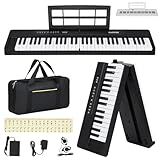 ガービー(Garvee) 電子ピアノ 61鍵盤 折り畳み コンパクト 軽量 デモ曲80曲 MIDI対応 キーボード 128種音色 128種リズム 充電型 ペダル/練習用イヤホン付き ブラック