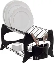 Escorredor de louça Aramado Future para 13 pratos com porta talher Preto com Preto