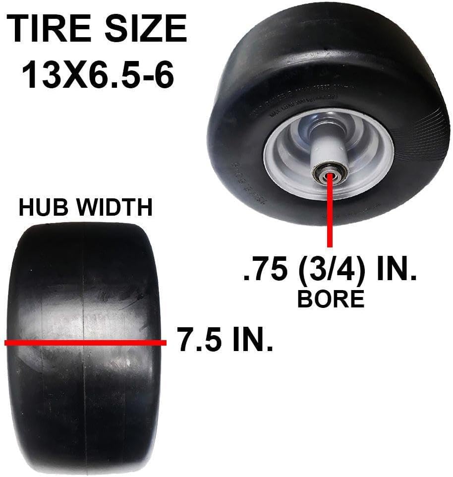Proven Part No Flat Tire 13X6.5-6 Fits Hustler 606744 Bearings Installed