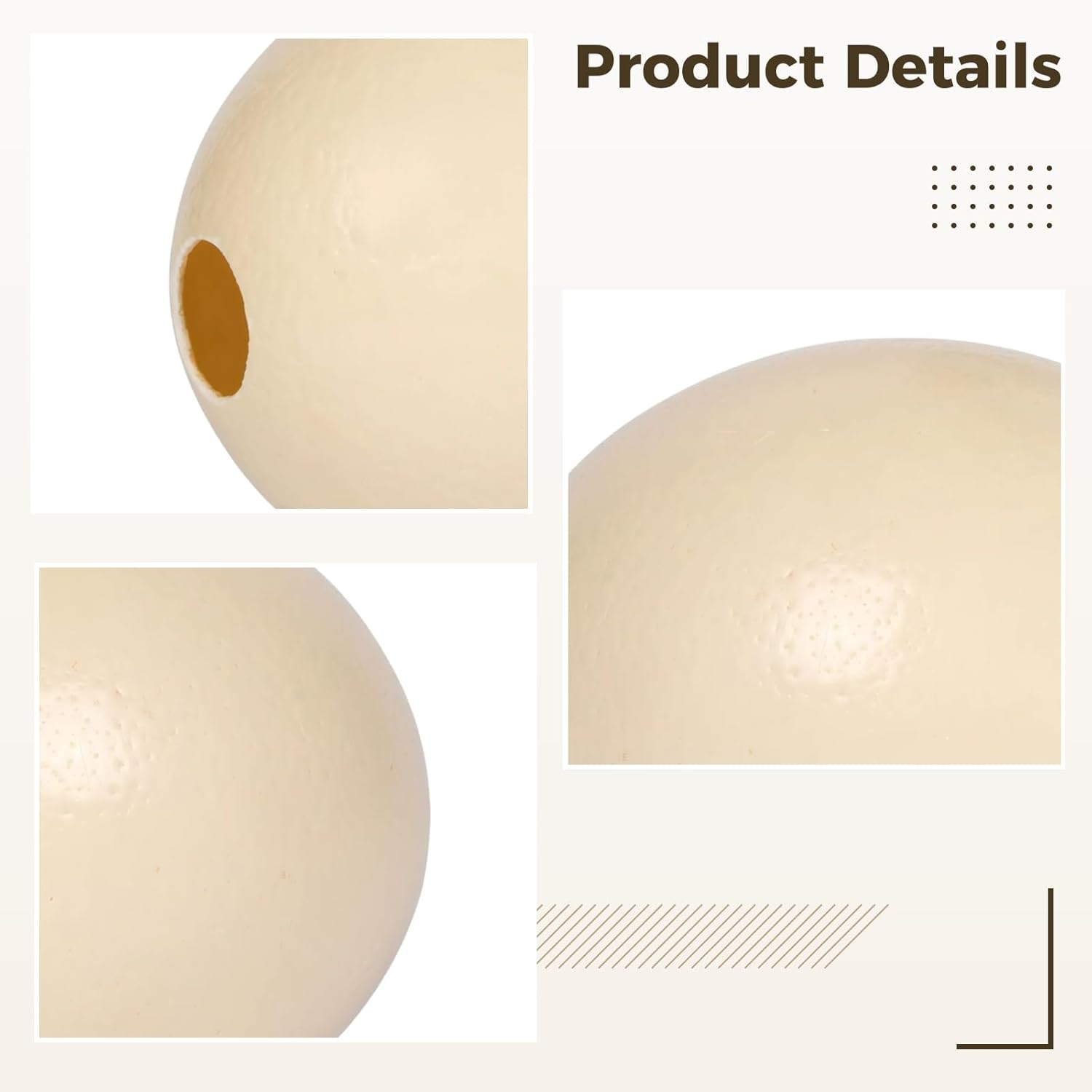 Natural Ostrich Eggshell for Carving and DIY Art, 6.3 in Tall and 5.3 in Wide, Smooth Textured Shell in Cream Color, Ideal for Sculpture Projects and Home Decor
