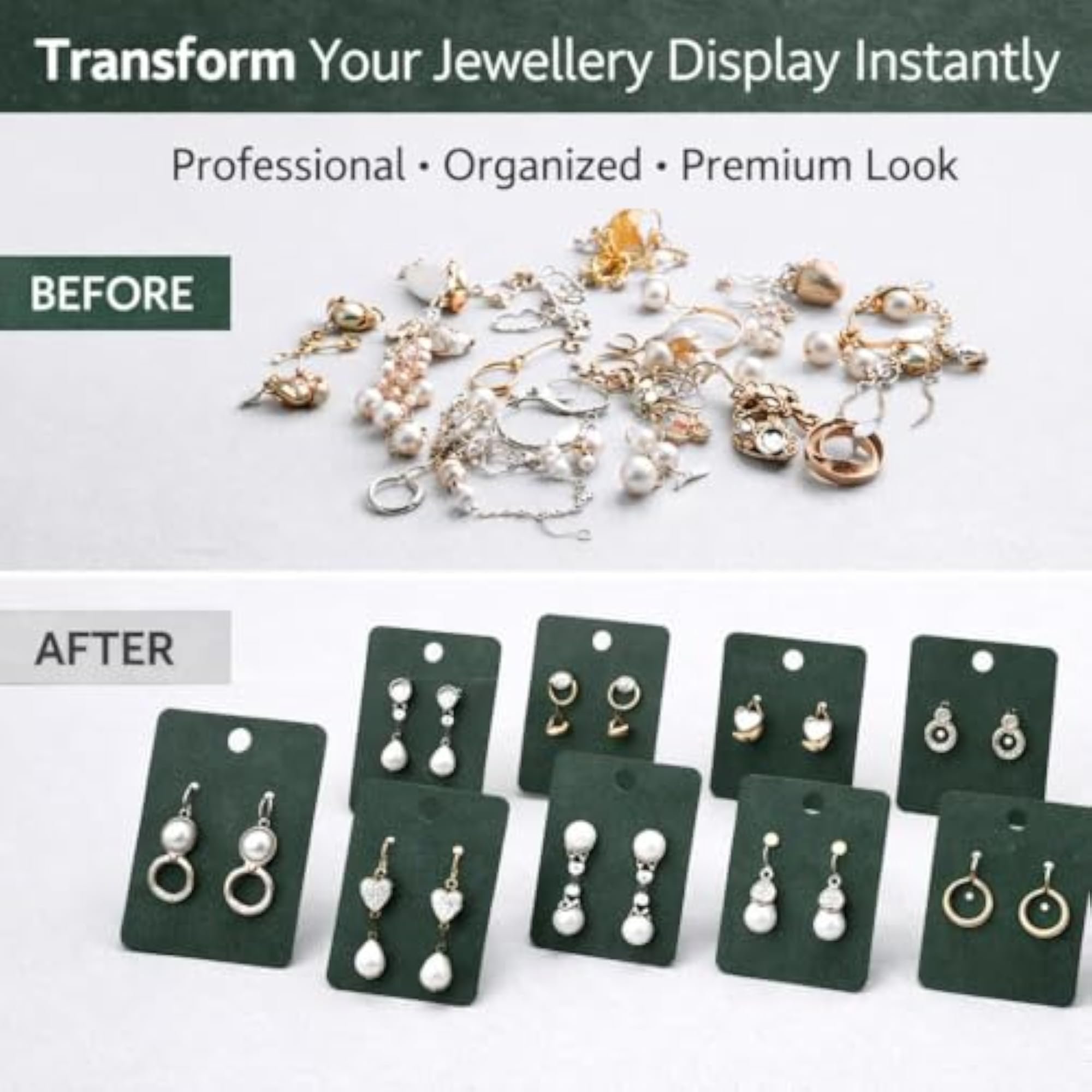 Earring Display Cards for Jewellery Packaging, 350 GSM