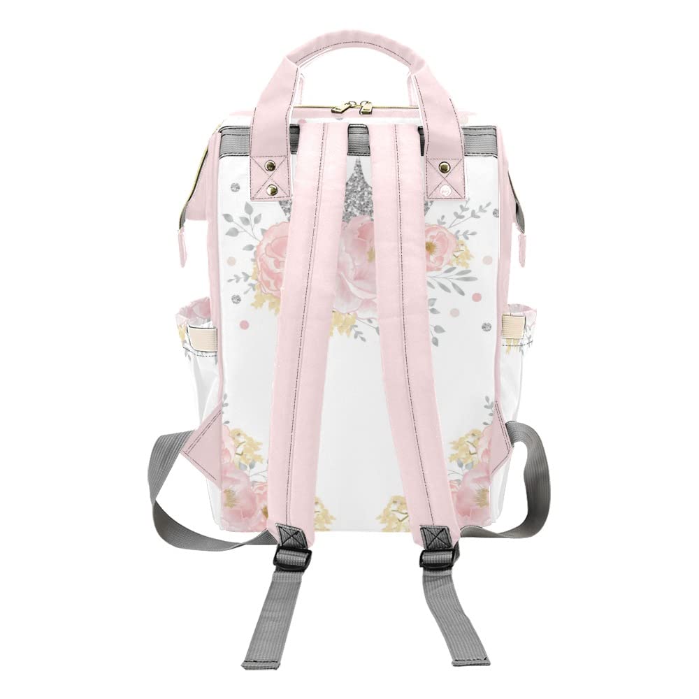Eiis Unidesign Silver Crown Princess Personalized Diaper Bag Multi-Function Backpack Nappy Bag Travel DayPack for Unisex