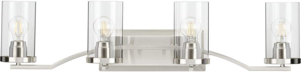 Lassiter 34" Brushed Nickel 4-Light Bath Vanity with Clear Glass Shades