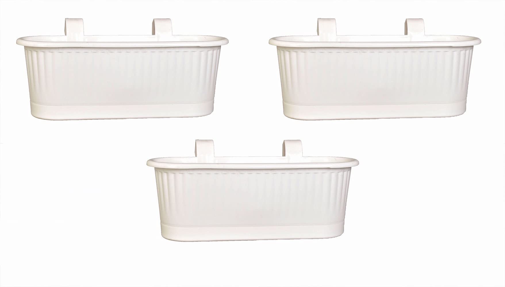 mastBus Plastic Rectangle Hanging Plant Pots for Balcony/Stairs Railing, Indoor/Outdoor, Colorful Gardening Containers Bucket, Medium(White, 15 inch, 3 Pieces) (B09CKPKX36) Amazon Price History, Amazon Price Tracker