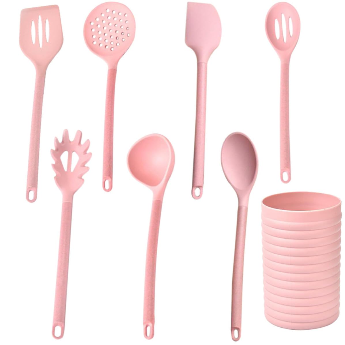 Set Utensili da Cucina in Silicone Rosa Secchio