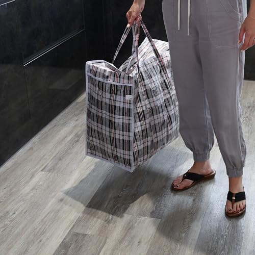 DIVCHI 5 Pack Laundry Bags With Strong Handle & Dual Zip Checkered Reusable Multipurpose Boxes | Shopping Totes | Storage Bag | Moving Bags | Clothes Box (Large, 80 x 70cm) - Image 7