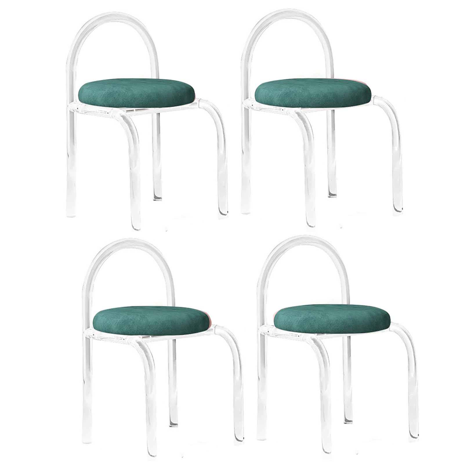 Esszimmerstuhl-Set, Samt, gepolstert, mit klaren Beinen, ohne Armlehnen, moderne Akzentstühle für Esszimmer und Schlafzimmer, 4 Stück