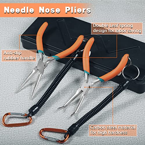 LEONTOOL 2 PCS Mini Needle Nose Pliers Set, Bent and Straight for Jewelry Making Wire Bending, Small Object Gripping - Image 2