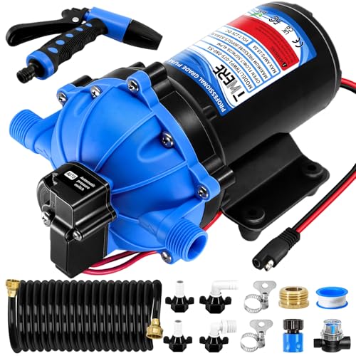 Image of 7.5 GPM 80 PSI Washdown Deck Wash Pump Kit, 12V Washdown Pump Kit with Strainer and Pressure Switch for RV,Boat,Sprayer,Travel Trailers,and Yacht -Freshwater Saltwater