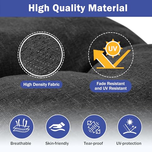 IPYNBAP Bench Cushion, 36 x 14 Inch Patio Furniture Cushions with Durable Ties, Soft Memory Foam Bench Cushions for Indoor/Outdoor Furniture with Non-Slip Bottom, Kitchen&Dining, Black by IPYNBAP - Used condition - Image 4