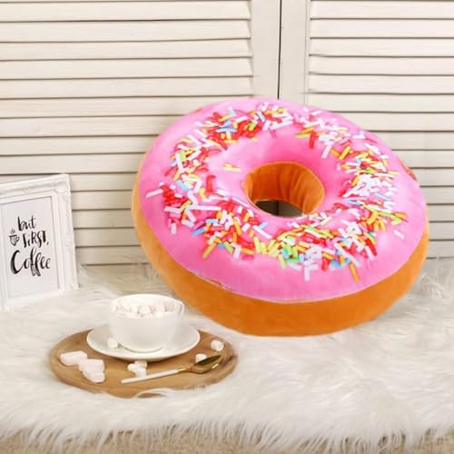 Donut-Plüschkissen – großes, rundes Donut-Kissen, süßes Leckerbissen für Kinderzimmer, verspieltes Bodenkissen, gemütliches Lesen, Raumdekoration, für Liebhaber