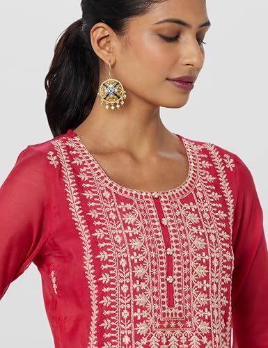 Image of BIBA Women Polyester Straight Fit Yarndyed Kurta