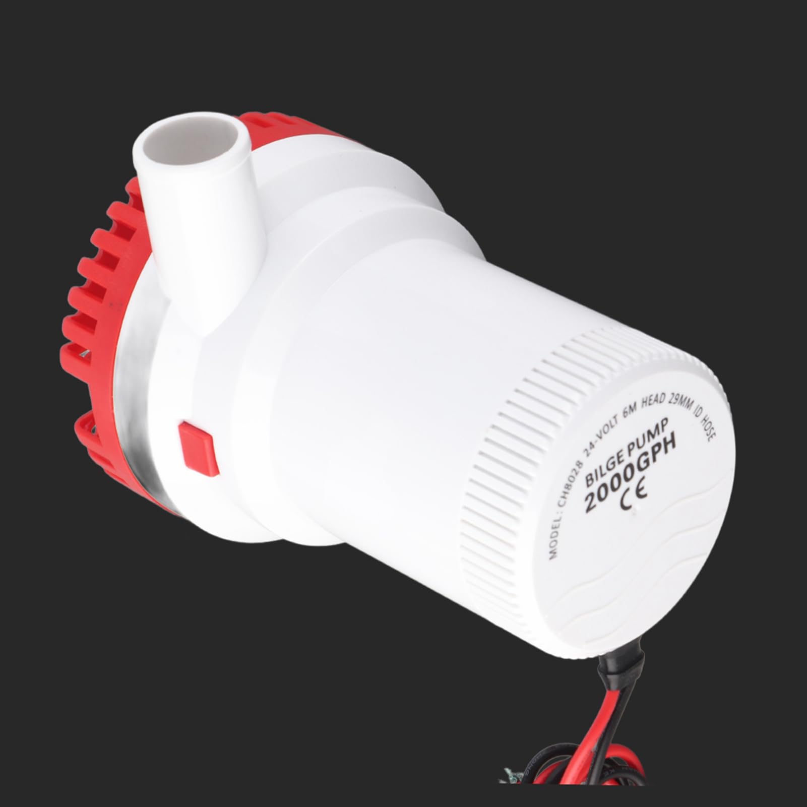 Dilwe Morska Pompa Zęzowa, Zatapialna Pompa Zęzowa ABS 2000 GPH 12 V 24 V DC, Niski Pobór Prądu 9 A, Szybkozłączka, Silnik Chłodzony wodą do łodzi, Stawów, Basenów Spa (24V)