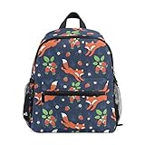 COOSUN Füchse und Wilde Erdbeeren Mini Kinderrucksack Pre-School Kindergarten Kleinkind-Tasche Mehrfarbig
