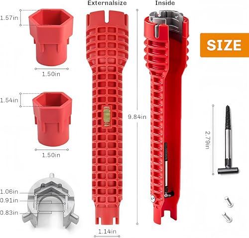 Image of WENDOVER 8 in 1 Multifunctional Sink Wrench, Faucet & Basin Installation & Removal - Comfortable Non Slip Grip, Pipe & Tub Drain Removal Nut Wrench for Bathroom, Kitchen, & Laundry - Plumbing Repairs