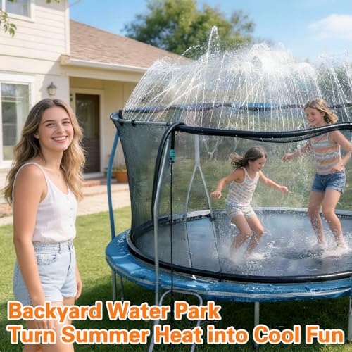 Image of Bobor Trampoline Sprinkler for Kids, Outdoor Trampoline Water Sprinklers, Backyard Summer Water Toys, Outside Trampoline Accessories for Yard Backyard Water Fun (39ft)