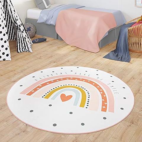 TT Home Teppich Kinderzimmer Kinderteppich Babymatte Regenbogen Motiv Cover