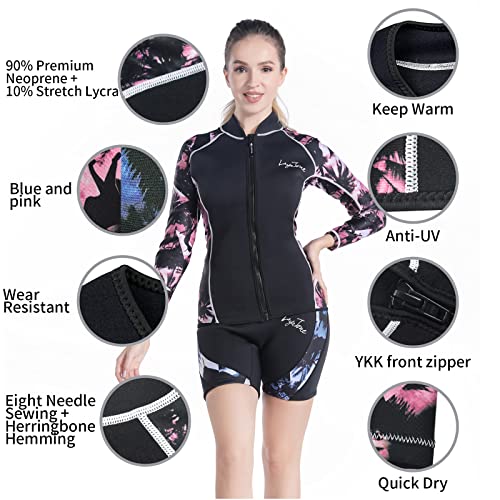 image for LayaTone Wetsuit Top Men Women 3mm Neoprene Jacket Surfing Canoeing Sc