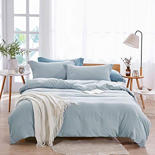 Dreaming Wapiti Duvet Cover King,Washed Microfiber King Size Baby Blue Duvet Cover Set,Solid Color - Soft And Breathable With Zipper Closure & Corner Ties (Baby Blue, King) #TOP3