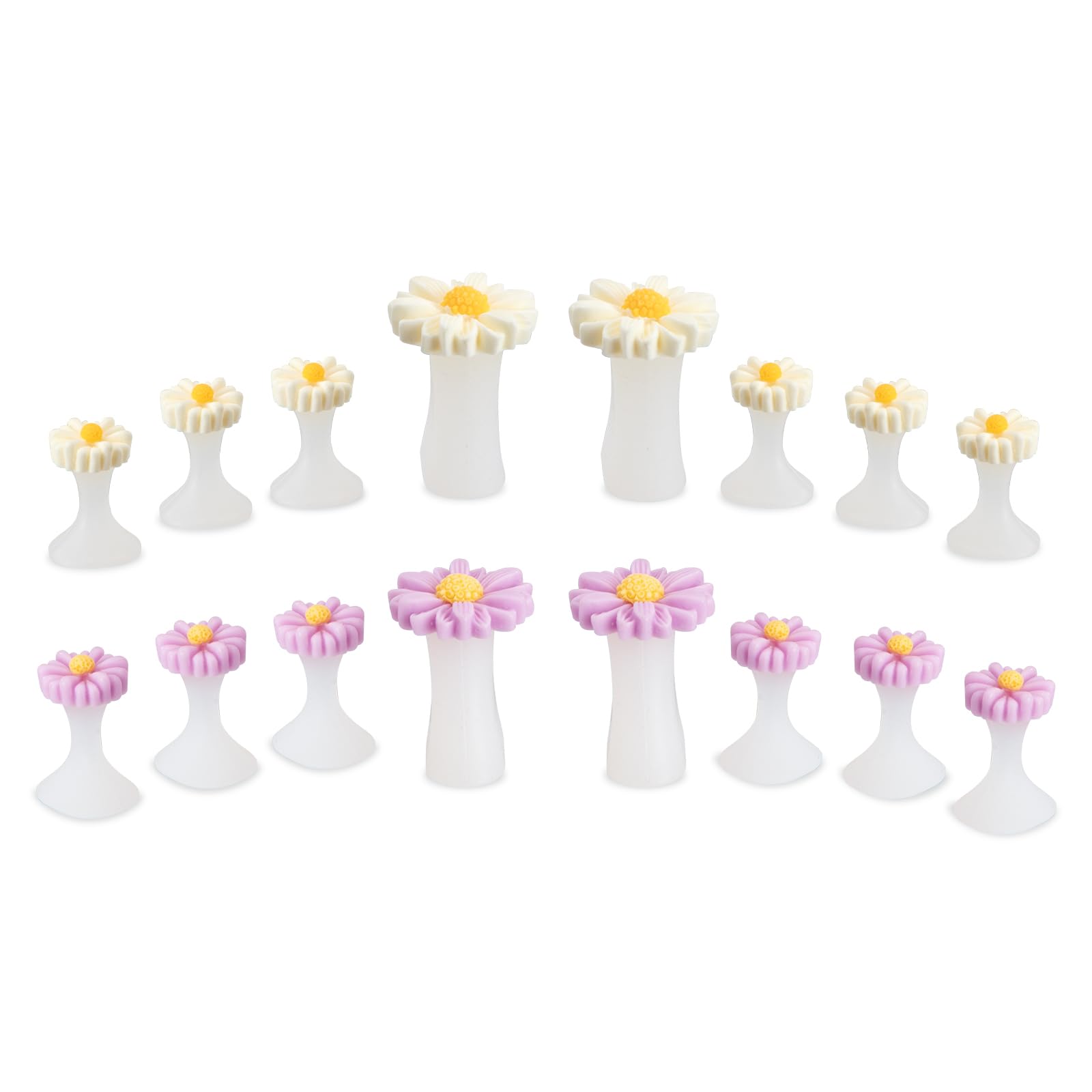 Separadores de Dedos del Pie Silicona Daisy Separadores de Uñas para Pedicura Gel Herramientas Accesorios Reutilizable para DIY Manicura Arte de Uñas Creativo Blanco Púrpura 16 Piezas