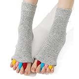 [Smato] 足指 広げる 靴下 5本指ソックス レディース メンズ 寝る時 着圧 指が開く セラピー スリーピング 足ゆび開 ストレッチ セパレーター ヨガ 滑り止め (グレー)