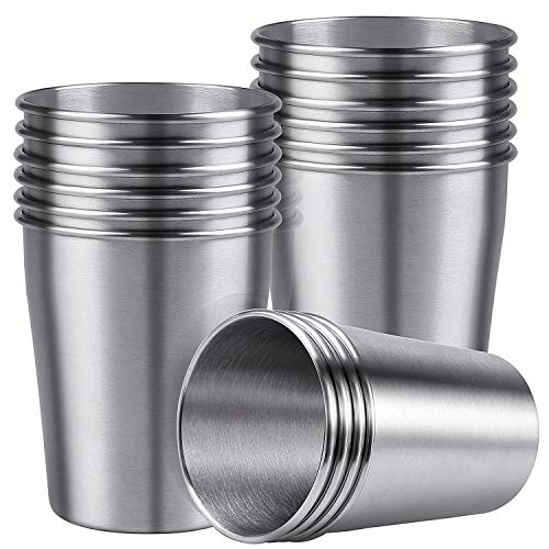 Ruisita 16 Pack Stainless Steel Cups Shatterproof Pint Cup Tumblers Metal Drinking Glasses for Kids or Adults 16 10 oz