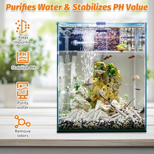 Image of PINVNBY 1.1lb /500g Crushed Coral for Aquarium Reusable Crushed Coral for Freshwater Aquarium with Mesh Bag Fish Tank Filter Media to Raise pH Filter Media