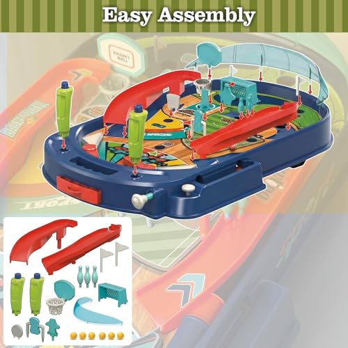 OLEOCA Kids Pinball Machine — Tabletop Arcade Game with Obstacles, Pull-Rod Launcher, Flippers, Scoring Targets, Pins & Mini Hoop, 1-2 Player Mini Pinball for Kids Ages 3+ - Thumbnail 5